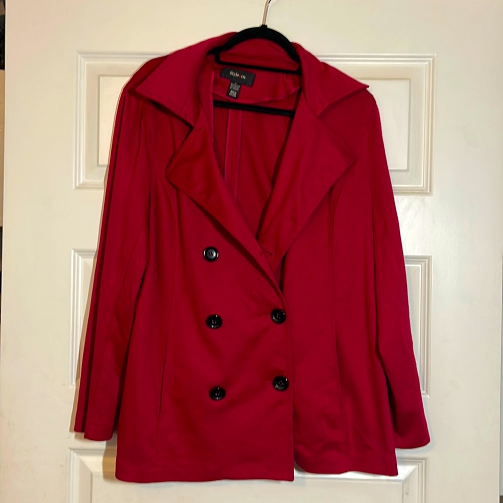 Double breasted red blazer